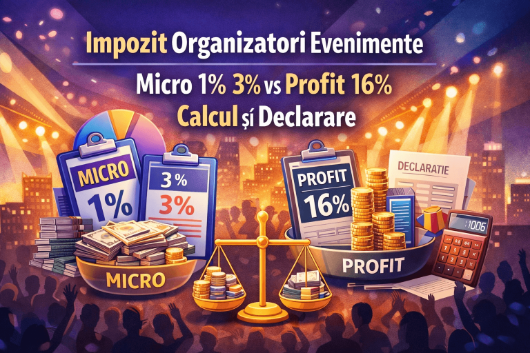 Impozit Organizatori Evenimente: Micro 1-3% vs Profit 16%